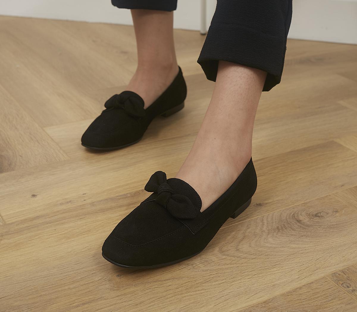 Black suede flats with 2024 bow