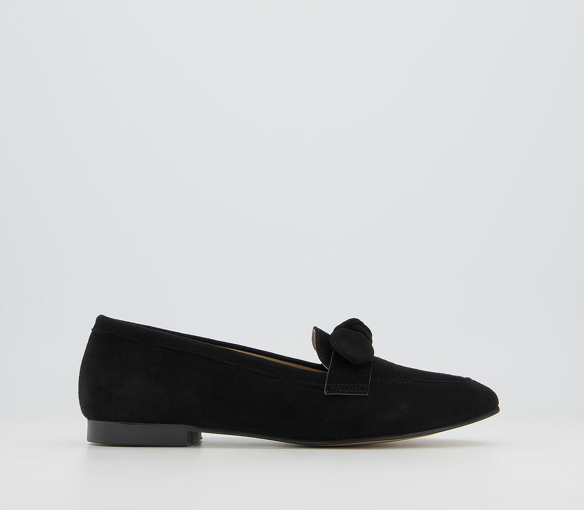 Office Front Soft Bow Loafers Office Front Soft Bow Loafers Black Suede