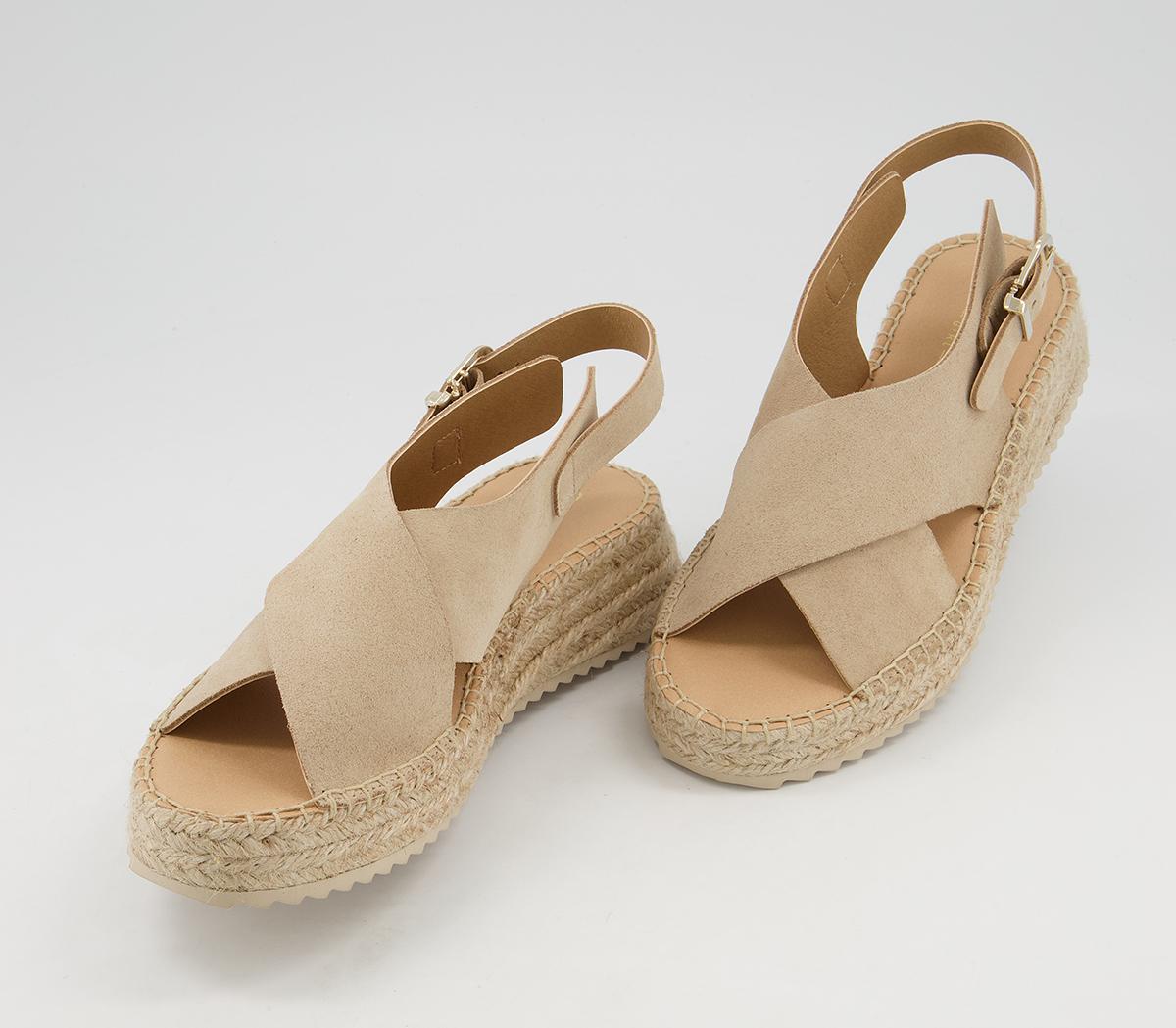 OFFICE Marley Crossover Flatform Espadrilles Blush Suede - Mid Heels