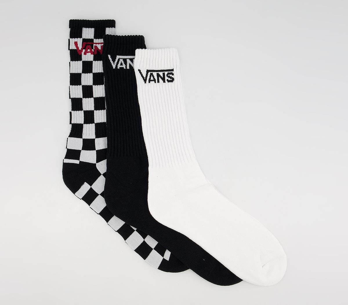 Vans Classic Crew Socks 3 Pack Vans Classic Crew Socks 3 Pack Black Checkerboard