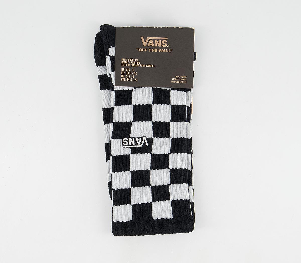 Vans Checkerboard Crew 2 Sock 1 Pack Black White Check - Socks