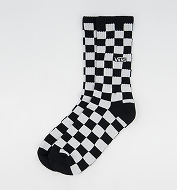 Vans Checkerboard Crew 2 Sock 1 Pack Black White Check