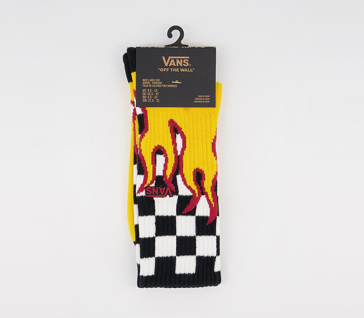 Vans Flame Check Crew Socks Vans Flame Check Crew Socks Black White Check Flame