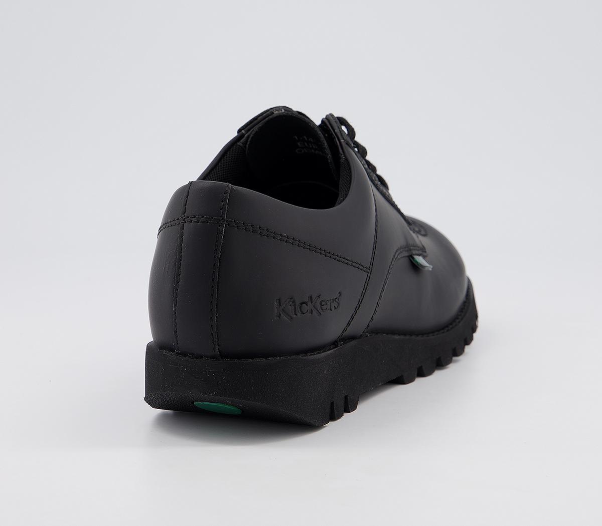KickersKick Lo Leather Youth ShoesBlack Leather