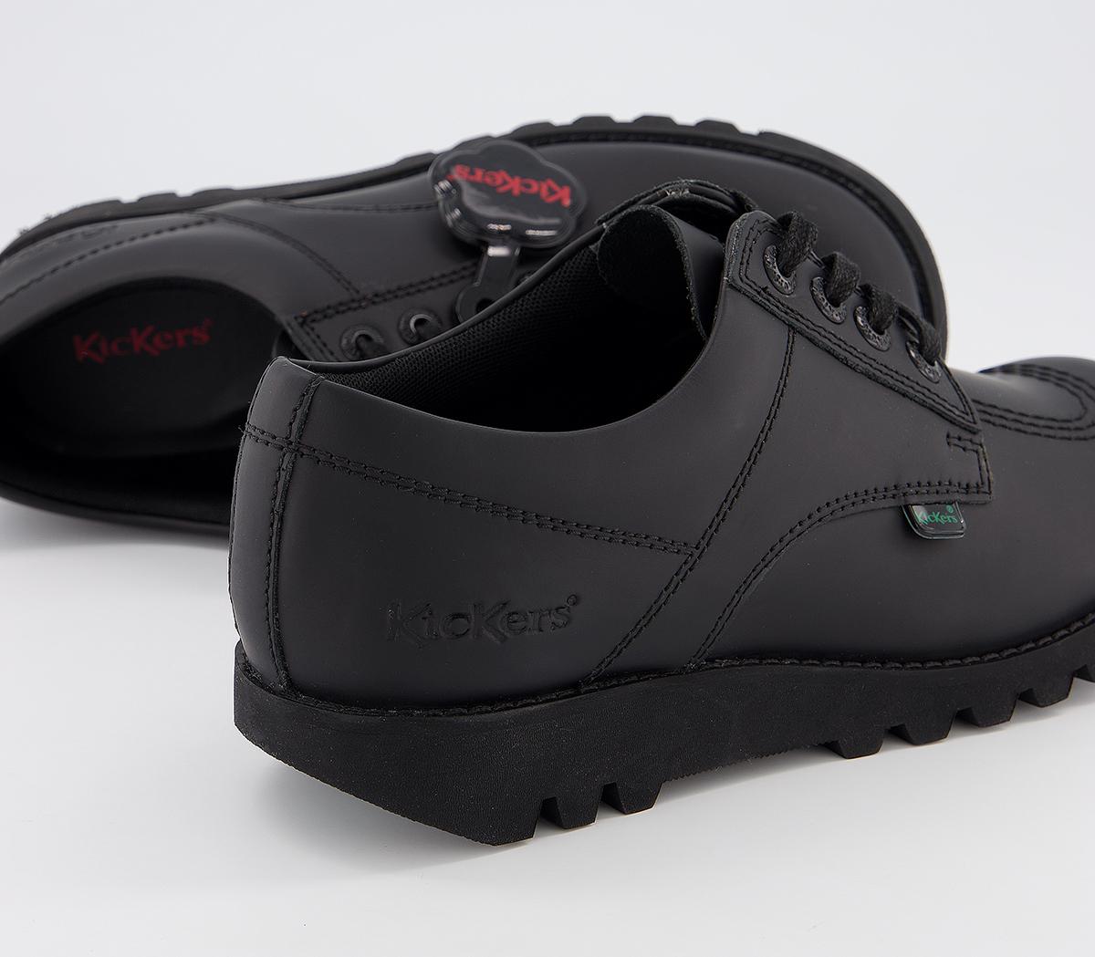 KickersKick Lo Leather Youth ShoesBlack Leather