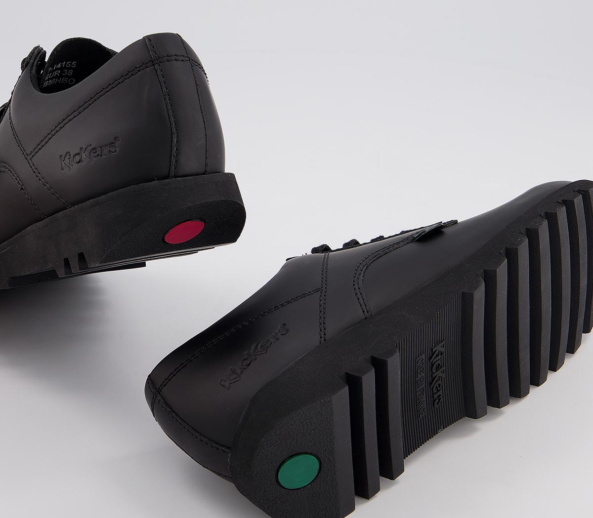 KickersKick Lo Leather Youth ShoesBlack Leather