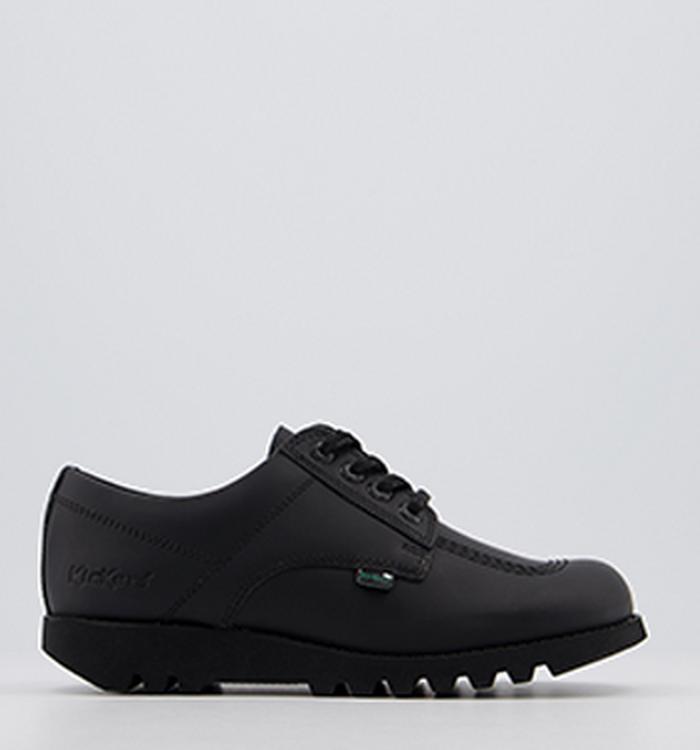 Kickers Kick Lo Leather Youth Shoes Black Leather