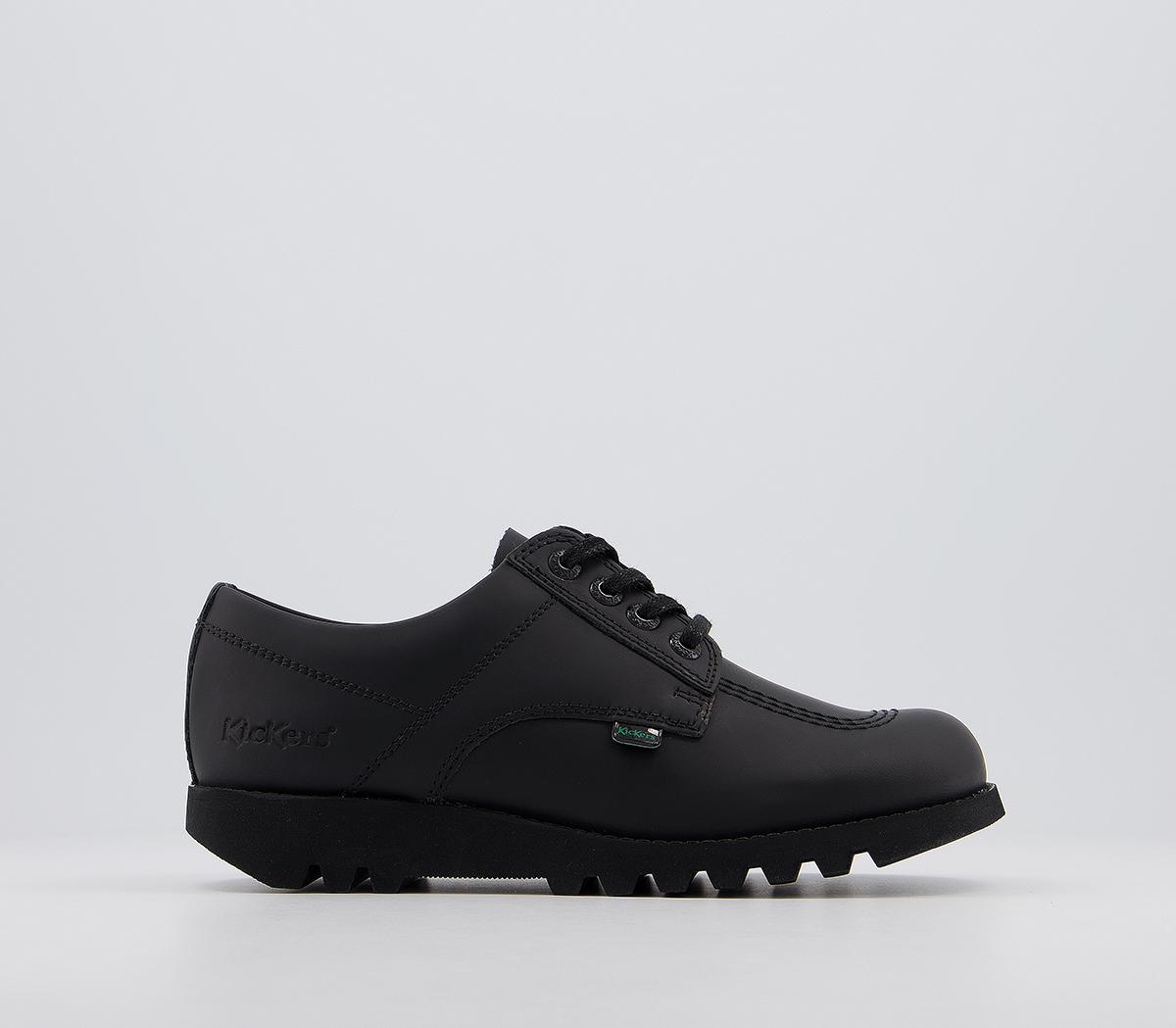 KickersKick Lo Leather Youth ShoesBlack Leather