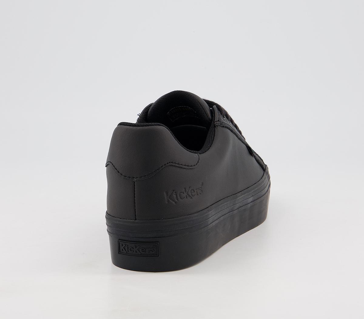 KickersTovni Platform Leather ShoesBlack Leather