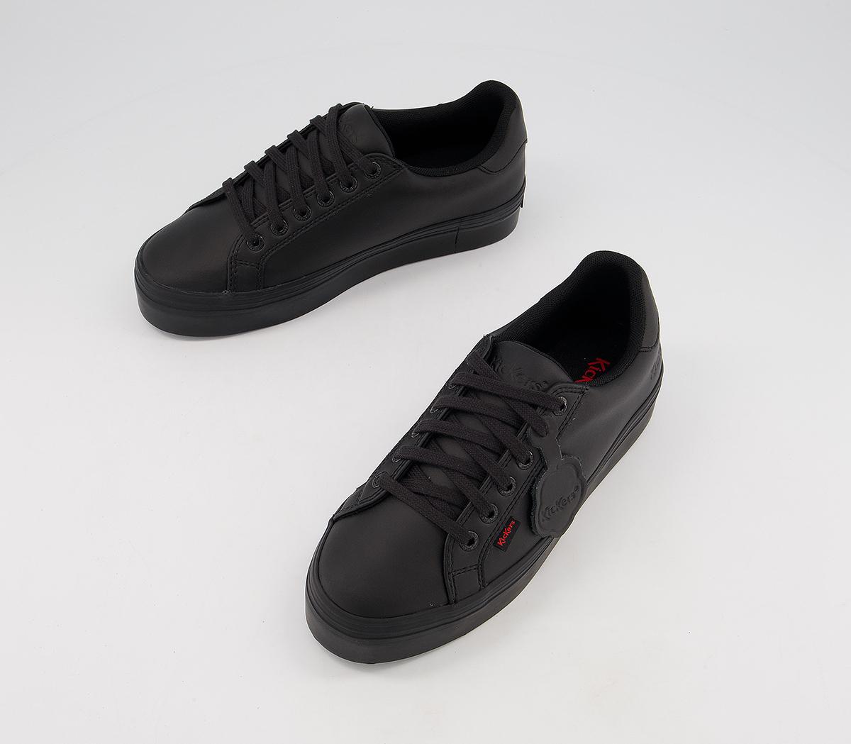 KickersTovni Platform Leather ShoesBlack Leather
