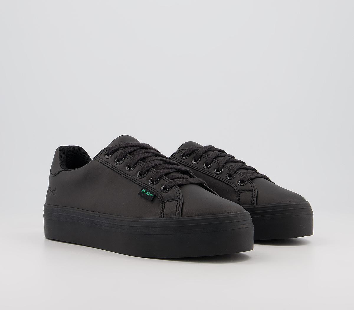 KickersTovni Platform Leather ShoesBlack Leather
