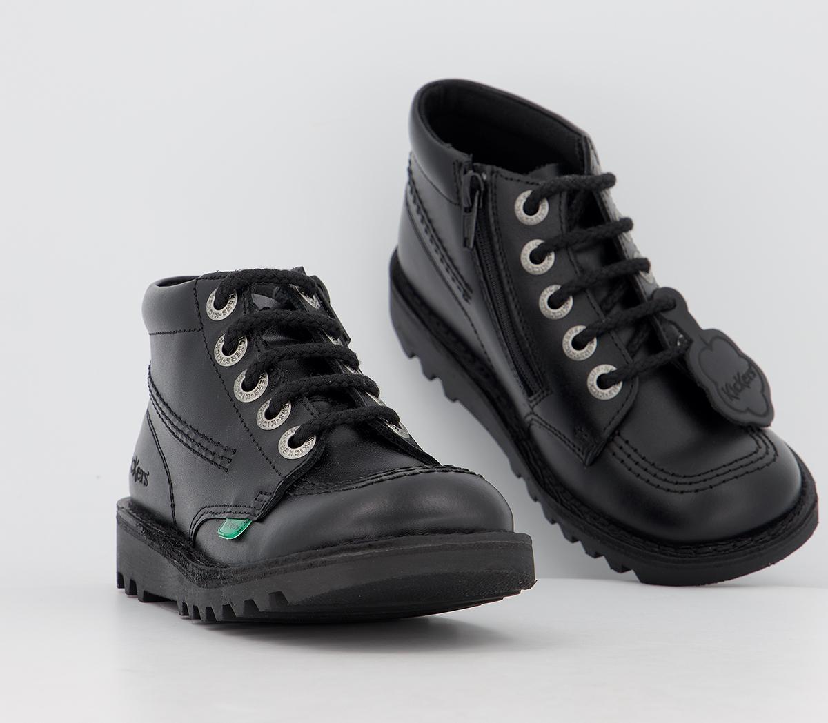 Kickers Kick Hi Zip Jnr Boots Kickers Kick Hi Zip Jnr Boots Black Leather