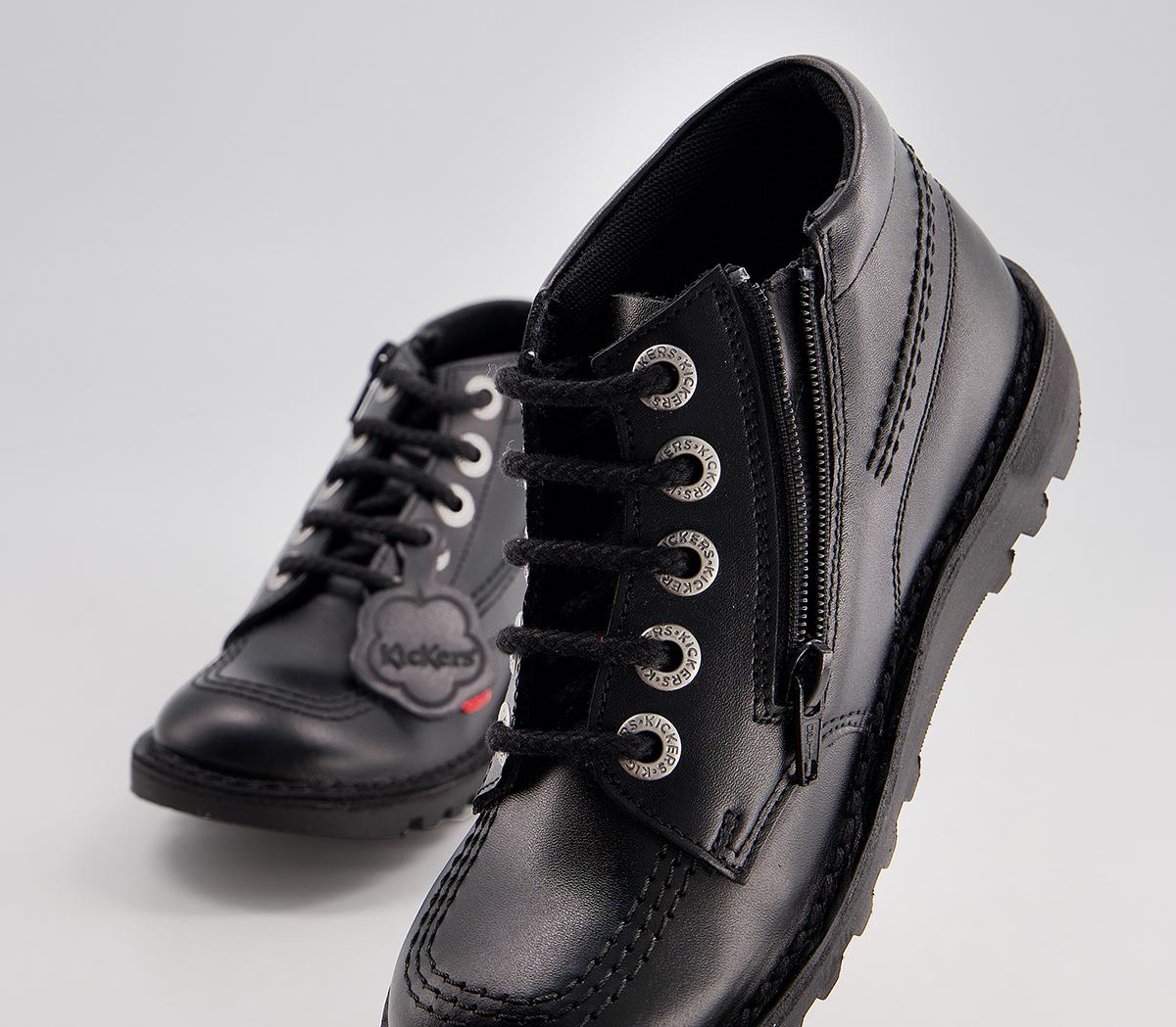 Kickers Kick Hi Zip Jnr Boots Kickers Kick Hi Zip Jnr Boots Black Leather