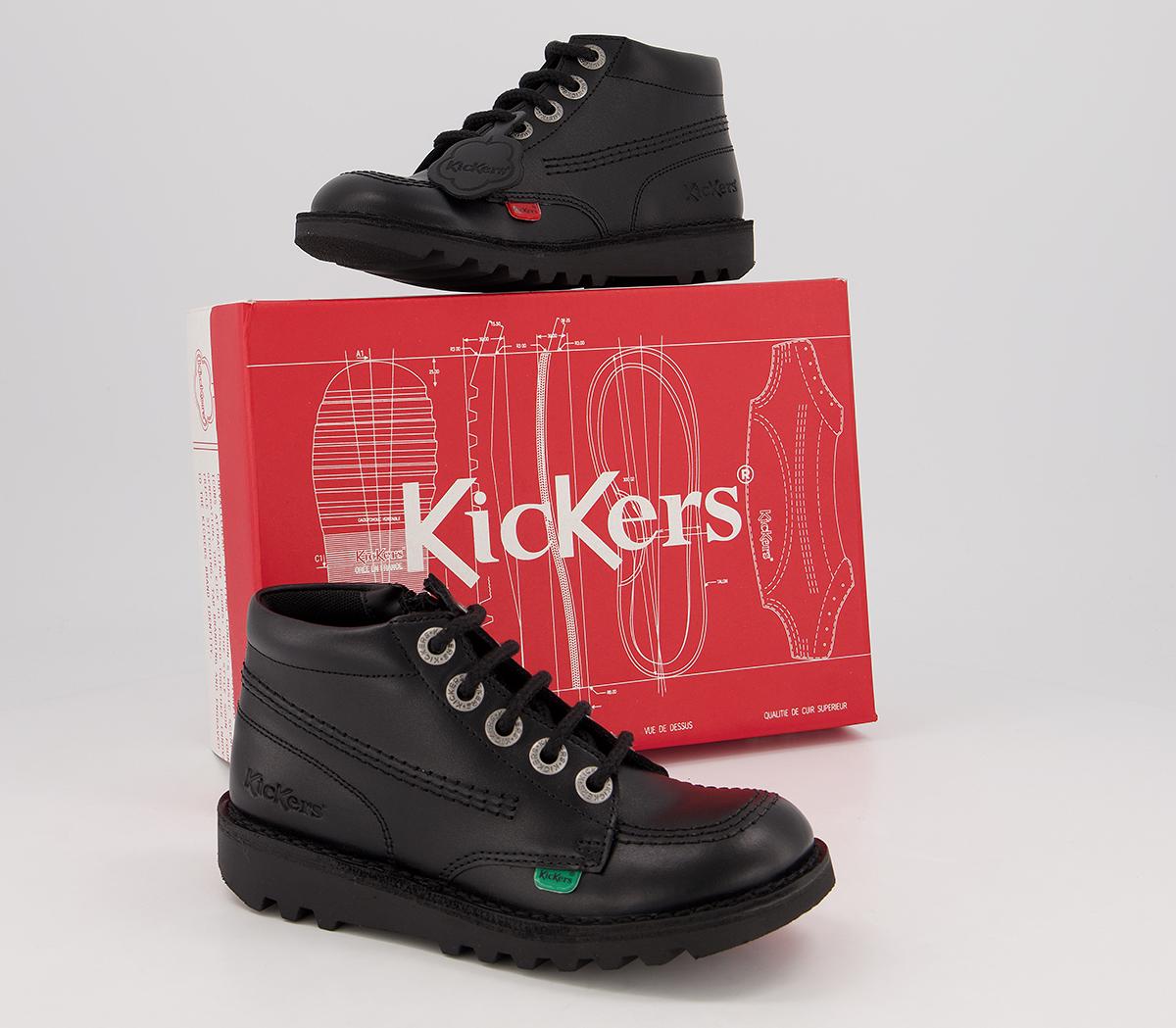 Kickers Kick Hi Zip Jnr Boots Kickers Kick Hi Zip Jnr Boots Black Leather