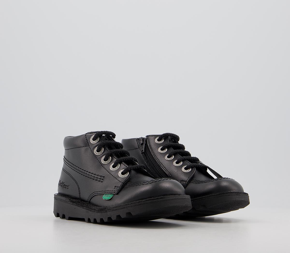 Kickers Kick Hi Zip Jnr Boots Kickers Kick Hi Zip Jnr Boots Black Leather