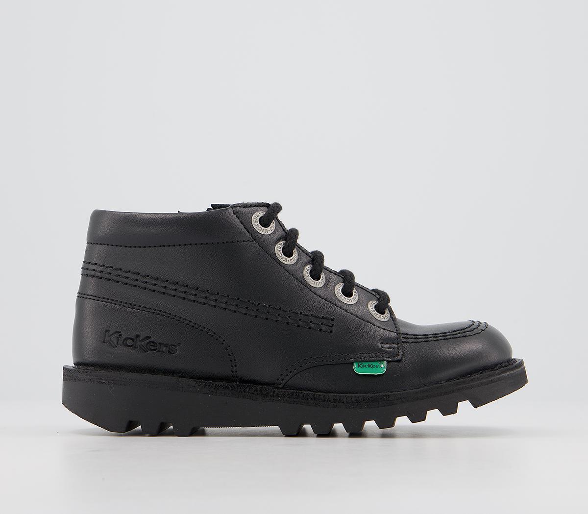 KickersKick Hi Zip Jnr BootsBlack Leather