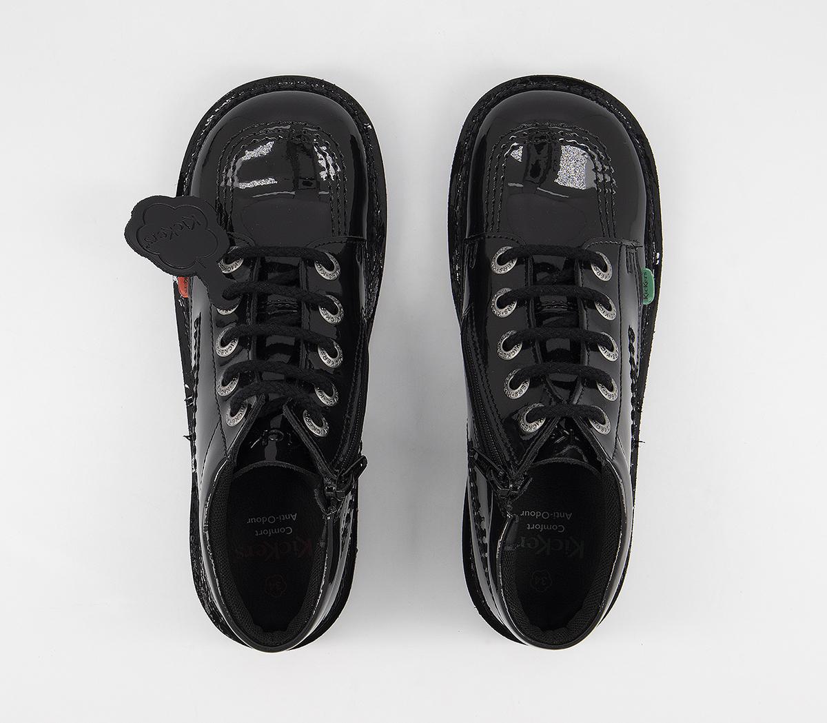 Kickers Kick Hi Zip Jnr Boots Kickers Kick Hi Zip Jnr Boots Black Patent Leather