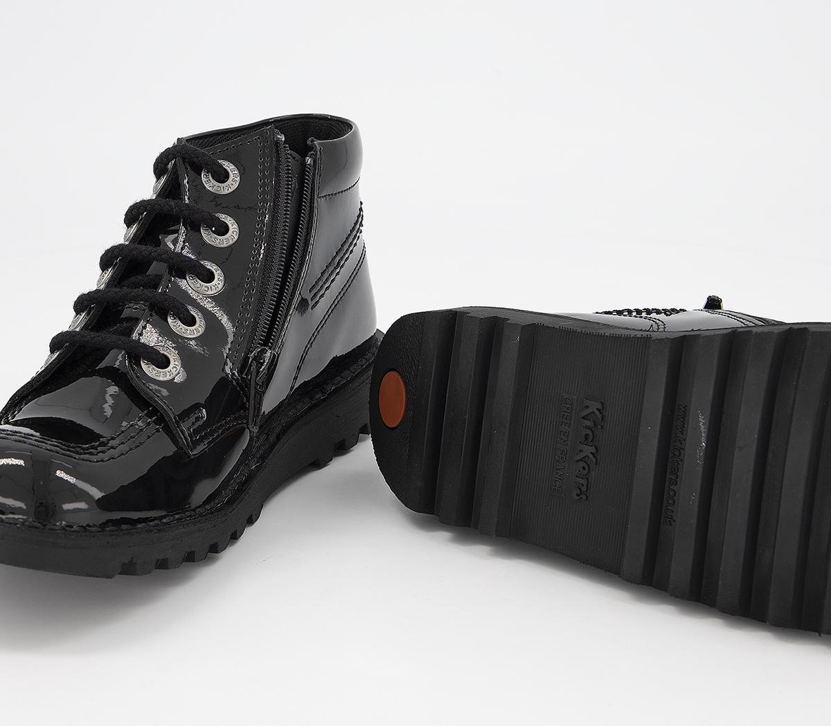 Kickers Kick Hi Zip Jnr Boots Kickers Kick Hi Zip Jnr Boots Black Patent Leather