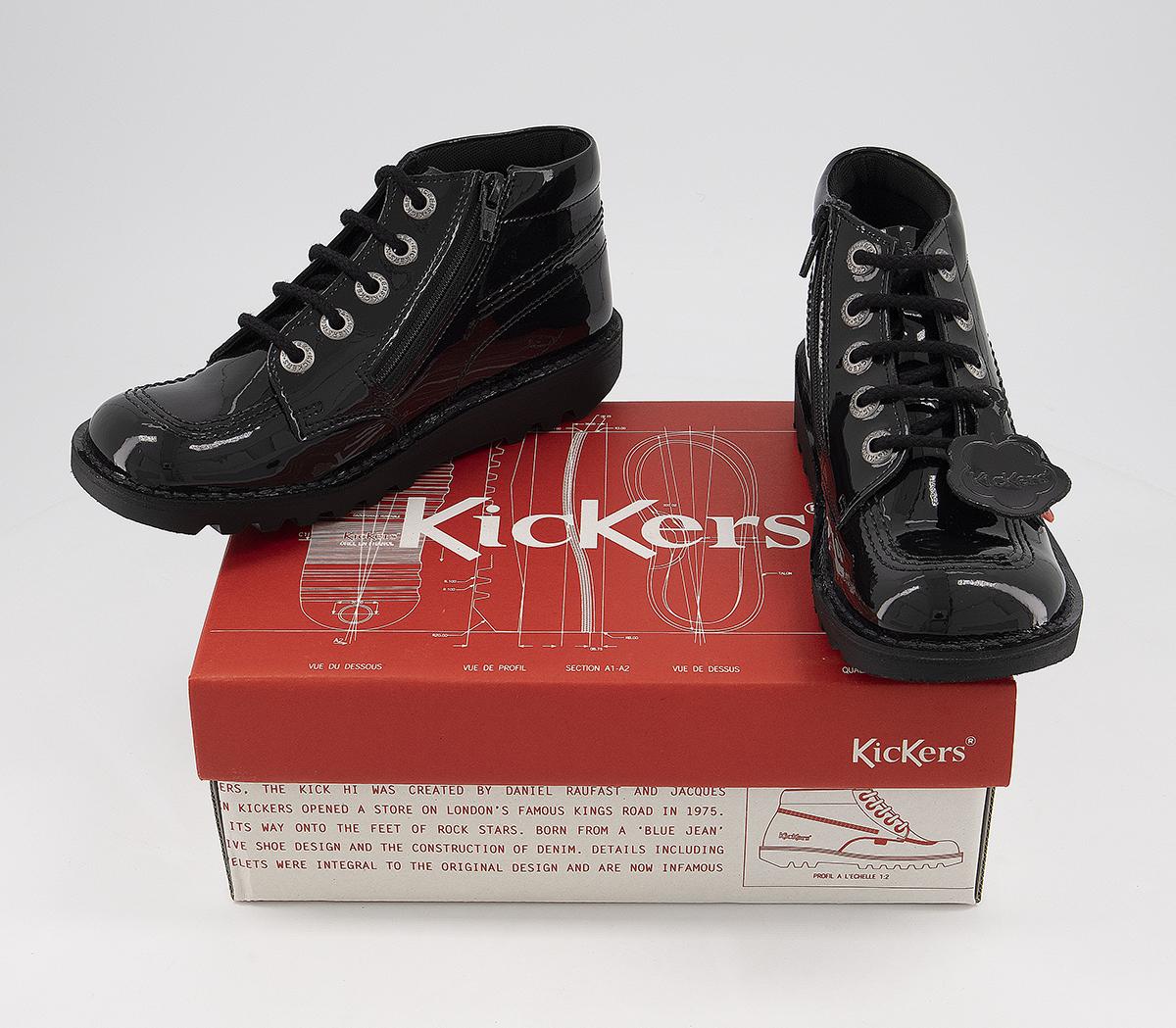 Kickers Kick Hi Zip Jnr Boots Kickers Kick Hi Zip Jnr Boots Black Patent Leather