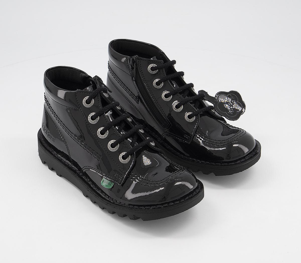 Kickers Kick Hi Zip Jnr Boots Kickers Kick Hi Zip Jnr Boots Black Patent Leather