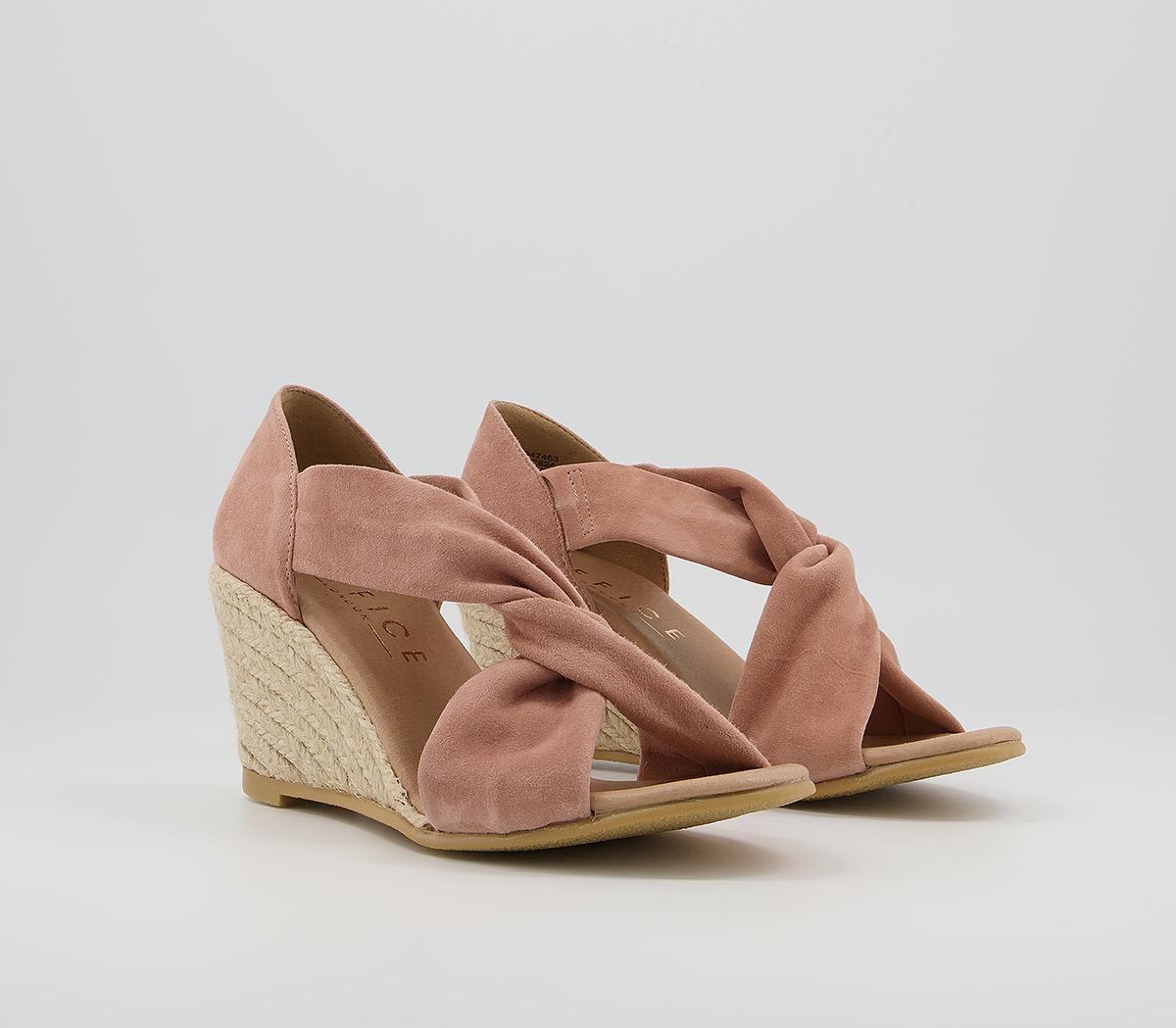 OFFICE Machine Twist Detail Espadrilles Blush Suede - Mid Heels