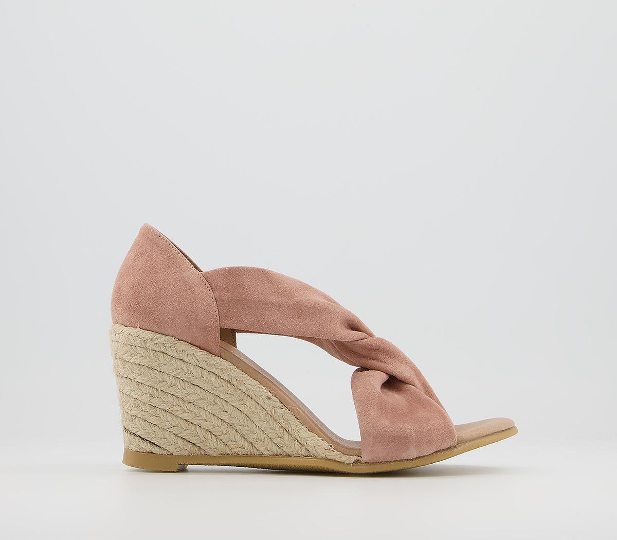 Office Machine Twist Detail Espadrilles Nude Suede - Mid Heels