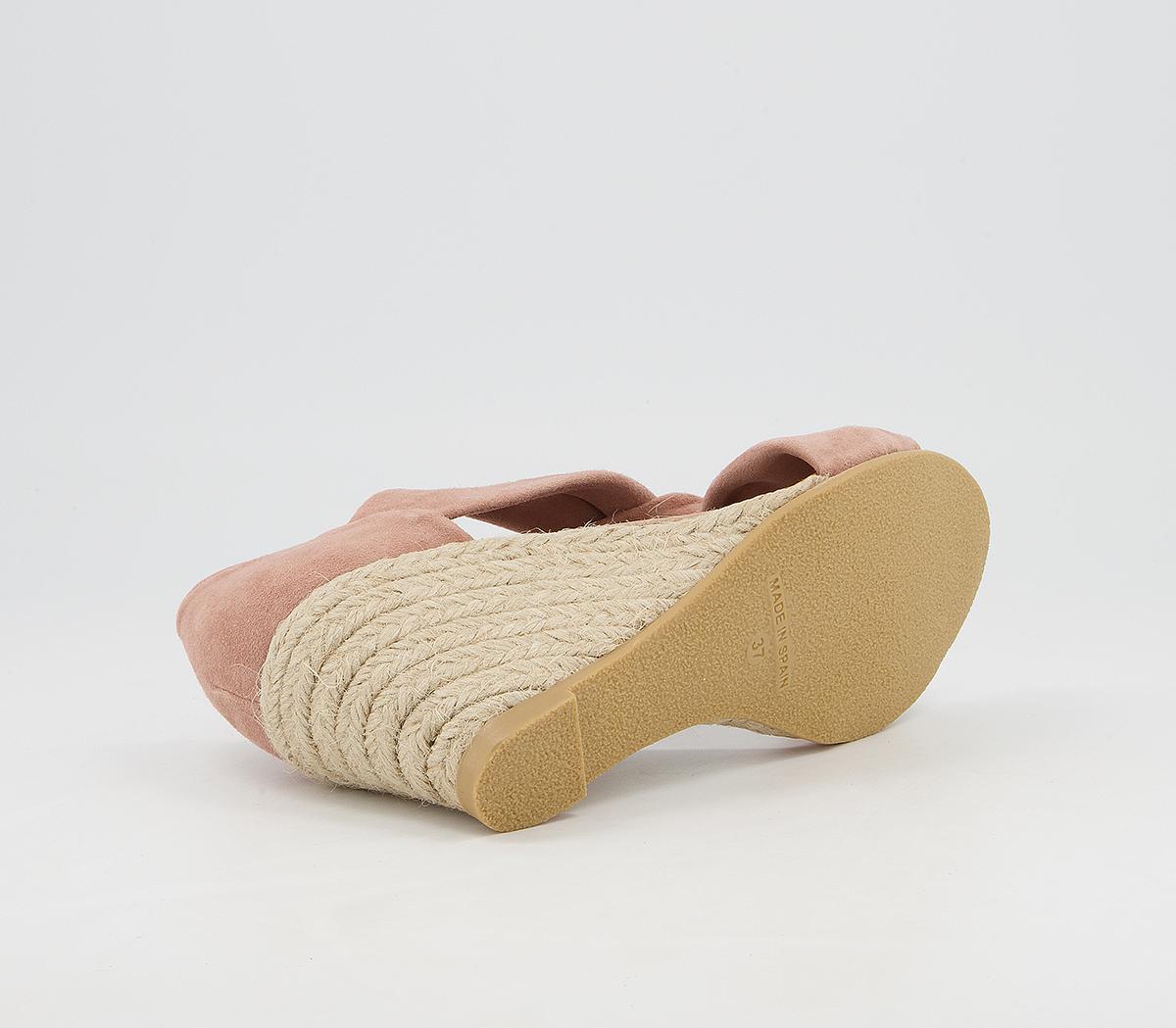 Office Machine Twist Detail Espadrilles Nude Suede - Mid Heels