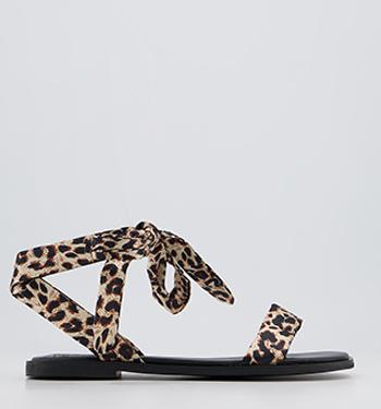 leopard print tie up sandals