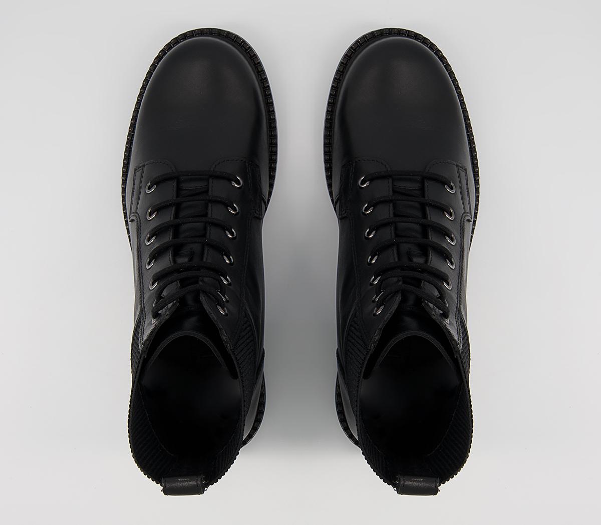 Office Aoife Elasticated Cuff Lace Up Boots Office Aoife Elasticated Cuff Lace Up Boots Black Leather