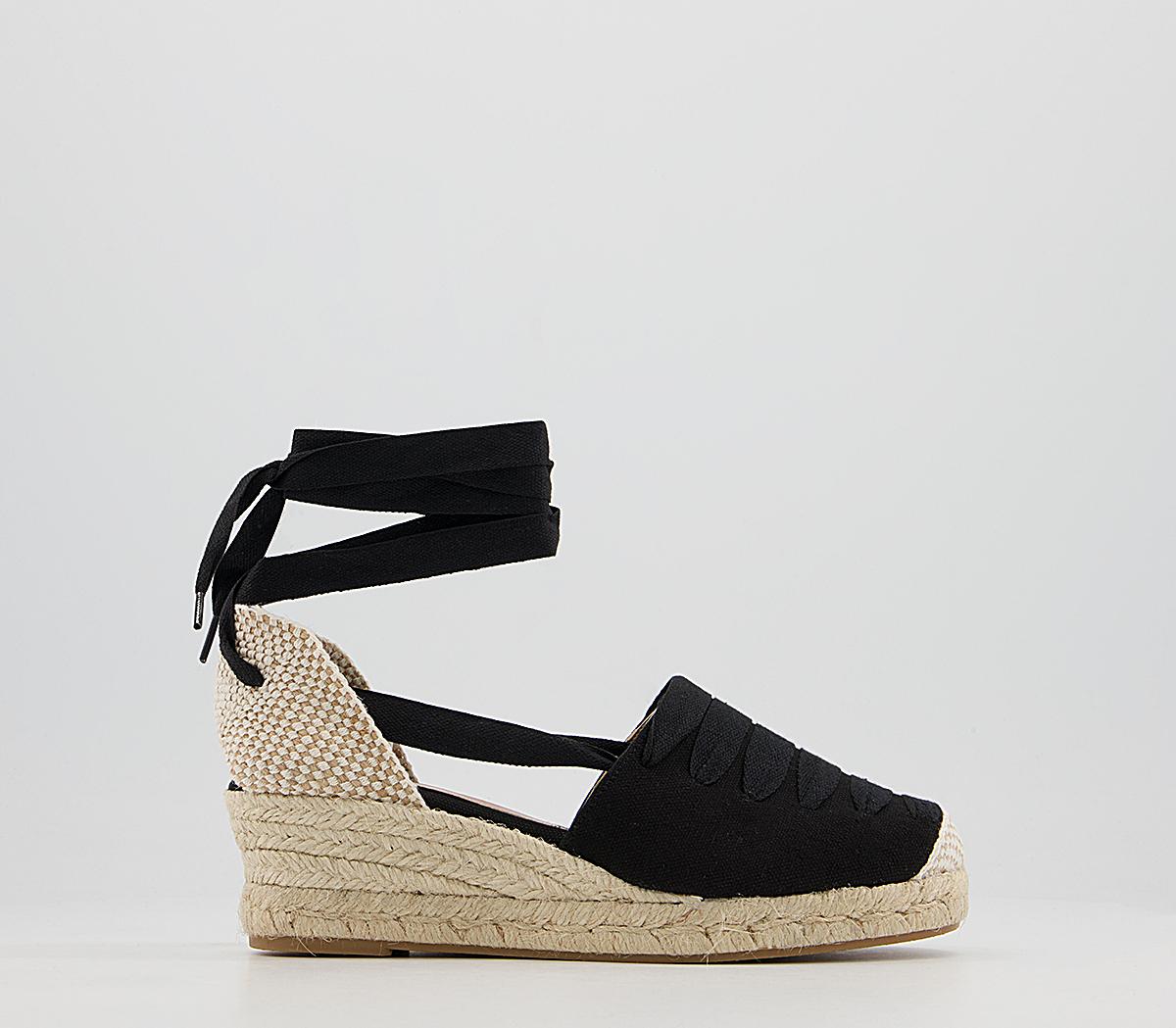 Office Maxi-Mini High Vamp Espadrilles Office Maxi-Mini High Vamp Espadrilles Black Canvas