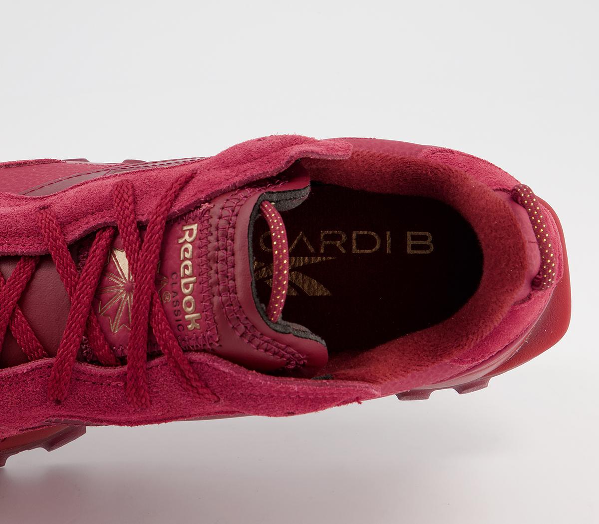 Reebok Classic Leather Cardi Trainers Reebok Classic Leather Cardi Trainers Red Classix Burgandy Golden Bronze