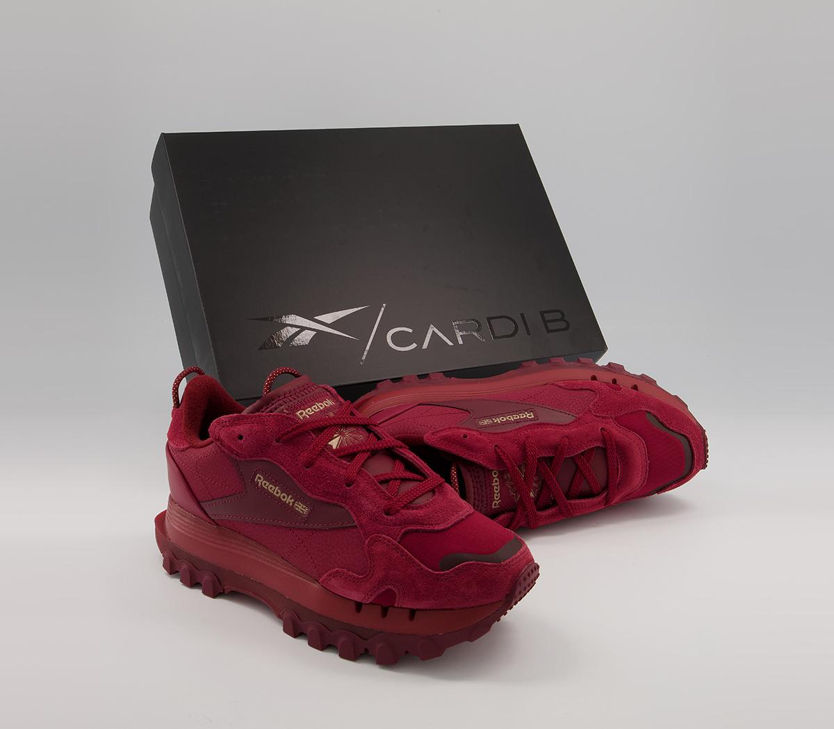 Reebok Classic Leather Cardi Trainers Reebok Classic Leather Cardi Trainers Red Classix Burgandy Golden Bronze