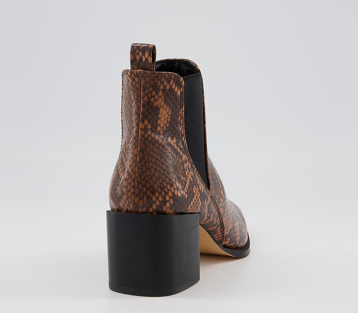 Office Application Heeled Chelsea Boots Office Application Heeled Chelsea Boots Tan Snake
