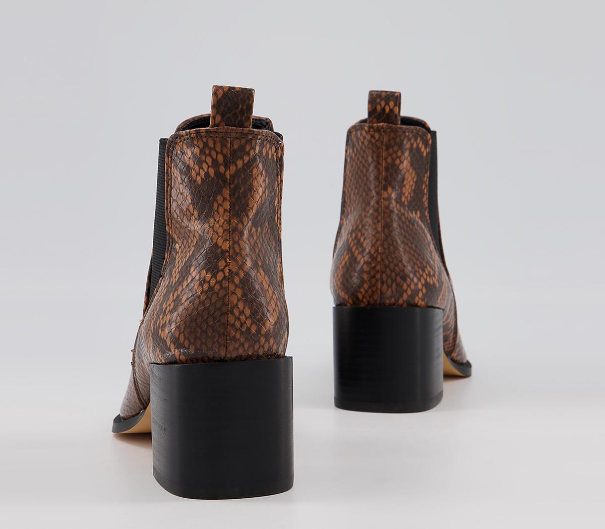 Office Application Heeled Chelsea Boots Office Application Heeled Chelsea Boots Tan Snake