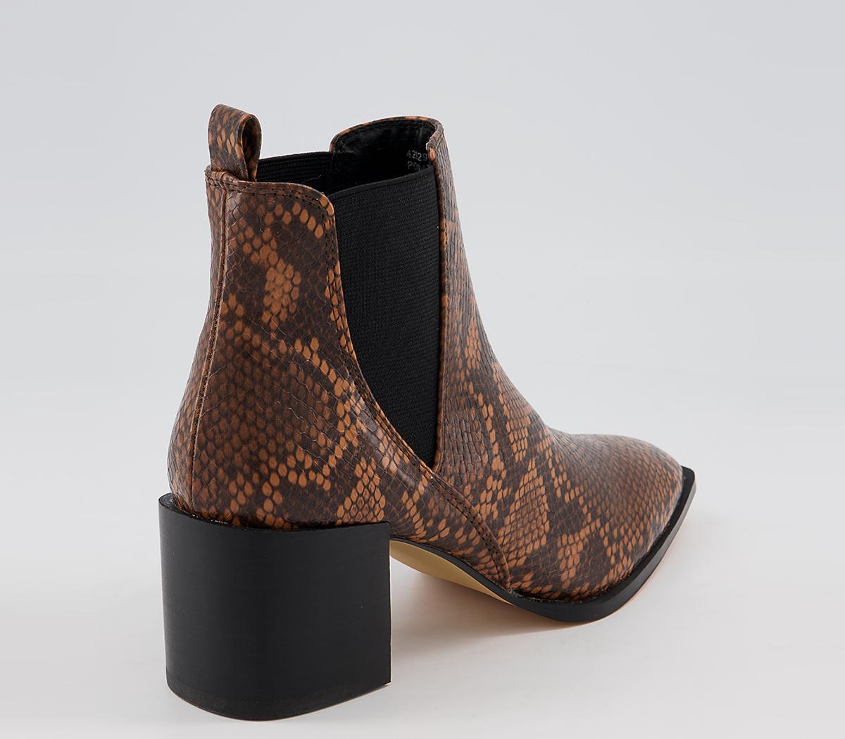 Office Application Heeled Chelsea Boots Office Application Heeled Chelsea Boots Tan Snake