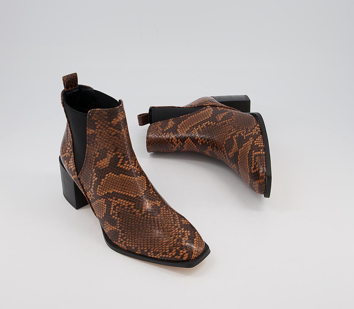 Office Application Heeled Chelsea Boots Office Application Heeled Chelsea Boots Tan Snake
