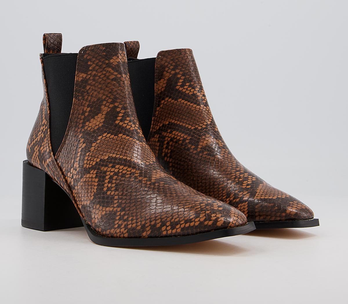 Office Application Heeled Chelsea Boots Office Application Heeled Chelsea Boots Tan Snake