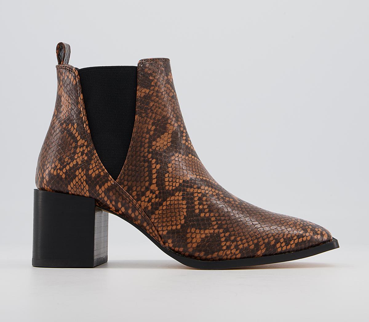 Office Application Heeled Chelsea Boots Office Application Heeled Chelsea Boots Tan Snake