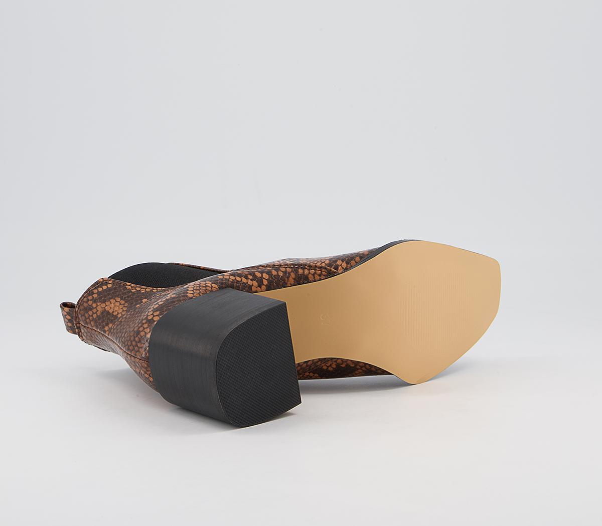 Office Application Heeled Chelsea Boots Office Application Heeled Chelsea Boots Tan Snake