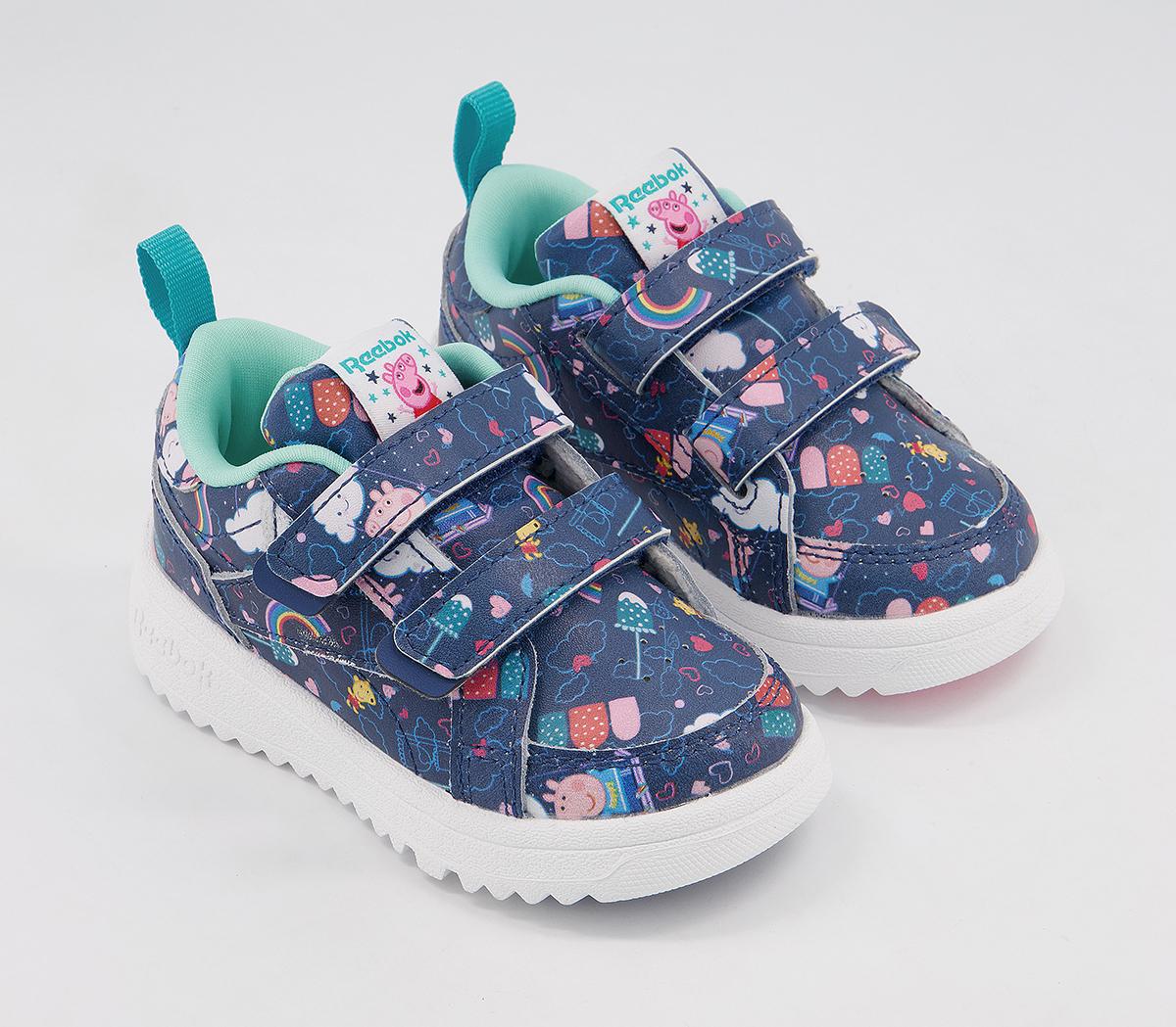 Reebok Clasp Infant Trainers Reebok Clasp Infant Trainers Peppa Pig Navy Pixel Mint White