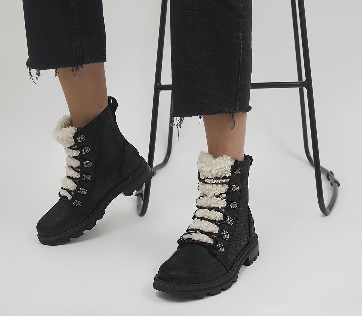 Sorel Lennox Lace Cozy Boots Black - Women's Ankle Boots