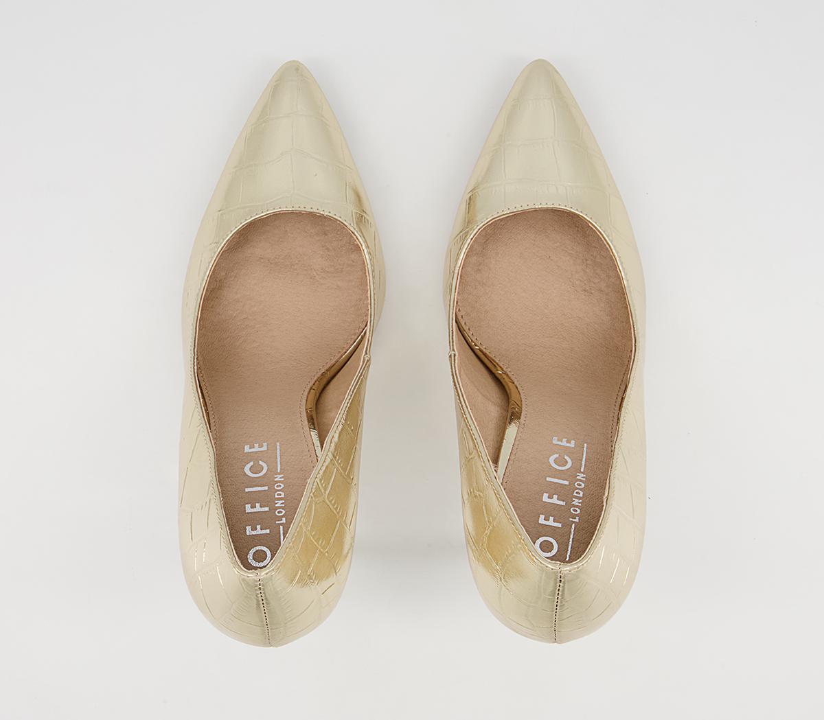 Office Healing Pointed Court High Heels Office Healing Pointed Court High Heels Gold Snake