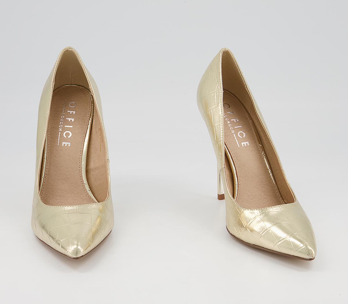 Office Healing Pointed Court High Heels Office Healing Pointed Court High Heels Gold Snake