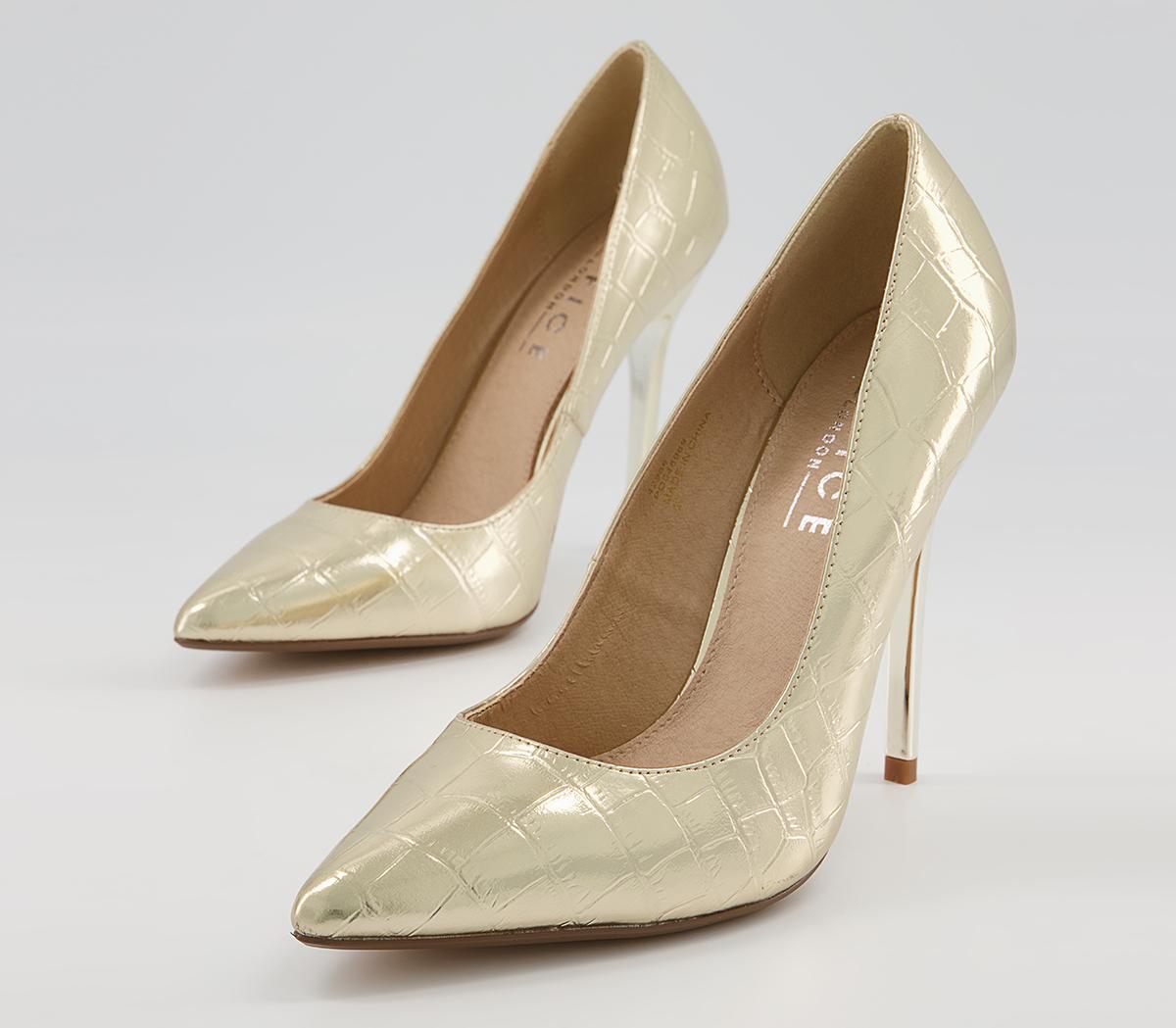 Office Healing Pointed Court High Heels Office Healing Pointed Court High Heels Gold Snake