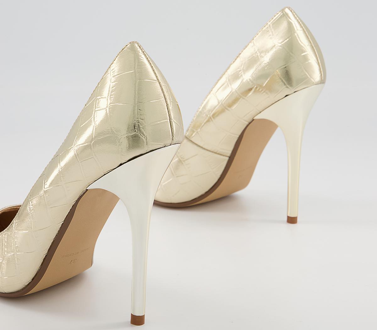 Office Healing Pointed Court High Heels Office Healing Pointed Court High Heels Gold Snake