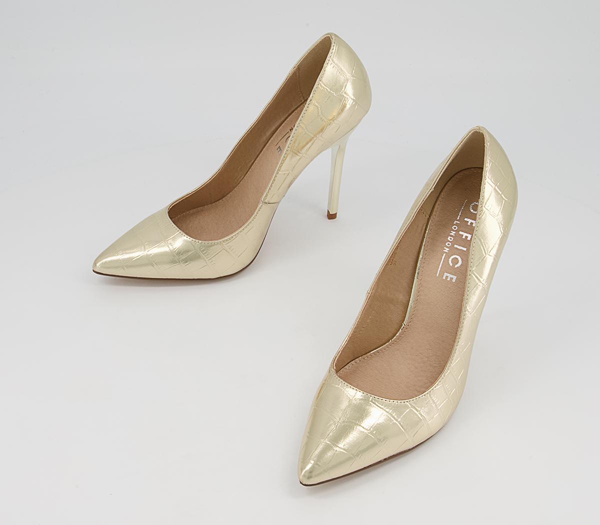 Office Healing Pointed Court High Heels Office Healing Pointed Court High Heels Gold Snake