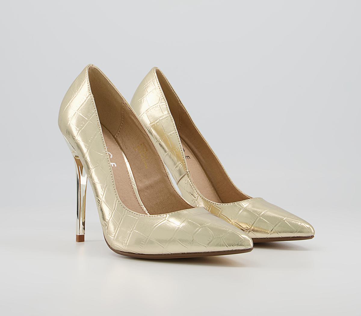 Office Healing Pointed Court High Heels Office Healing Pointed Court High Heels Gold Snake