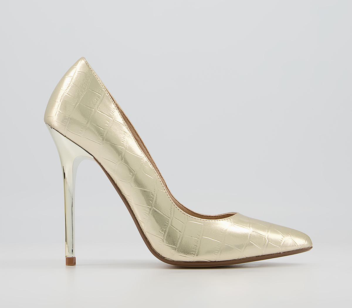 OFFICE Healing Pointed Court High Heels Gold Snake - High Heels