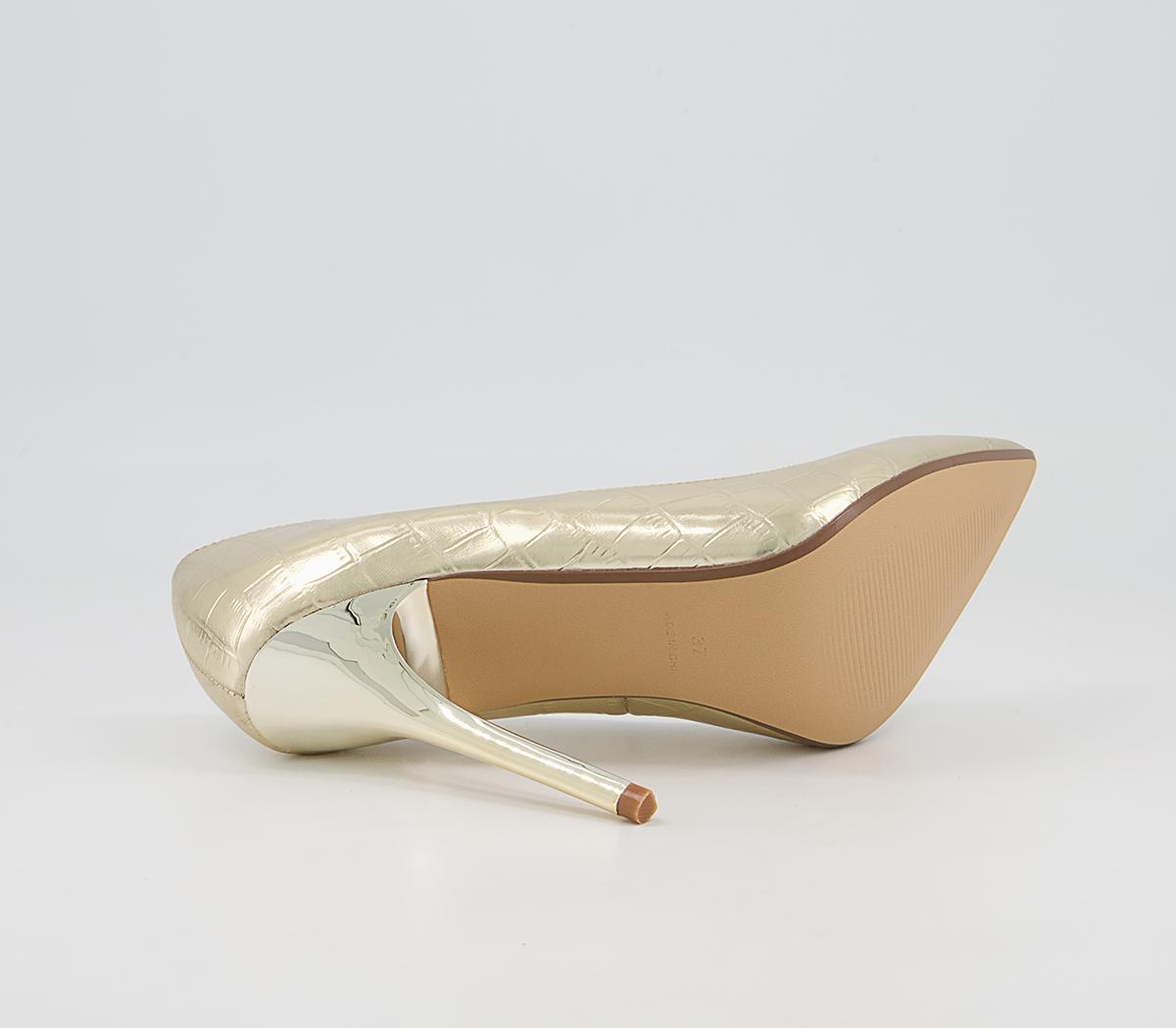 Office Healing Pointed Court High Heels Office Healing Pointed Court High Heels Gold Snake