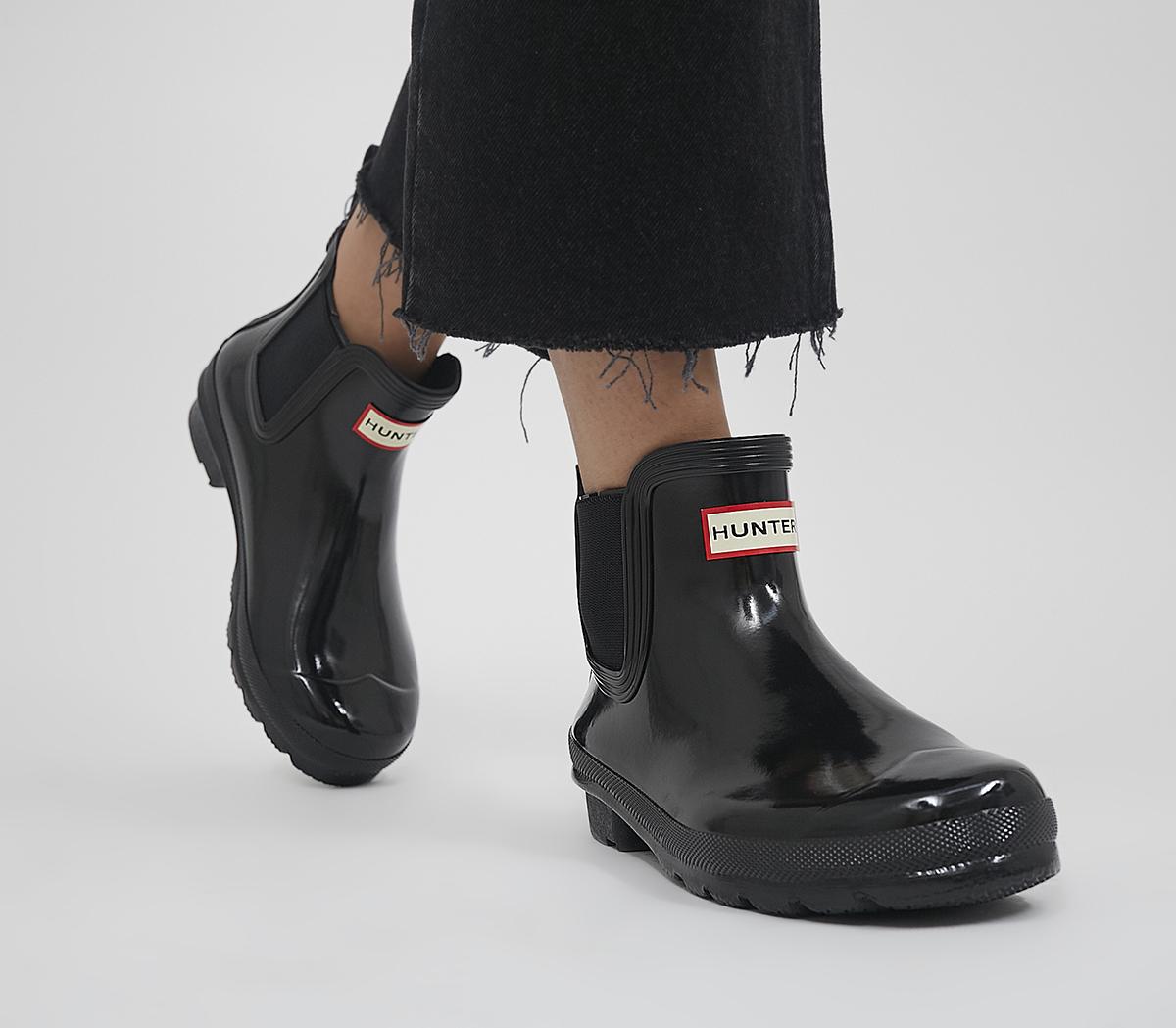 forklædt fjols Indtægter Hunter Original Chelsea Gloss Boots W Black Gloss - Women's Vegan Shoes